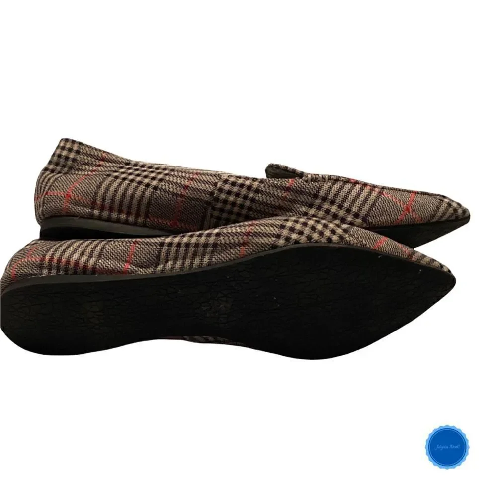 PLAID Feather Loafer Flats